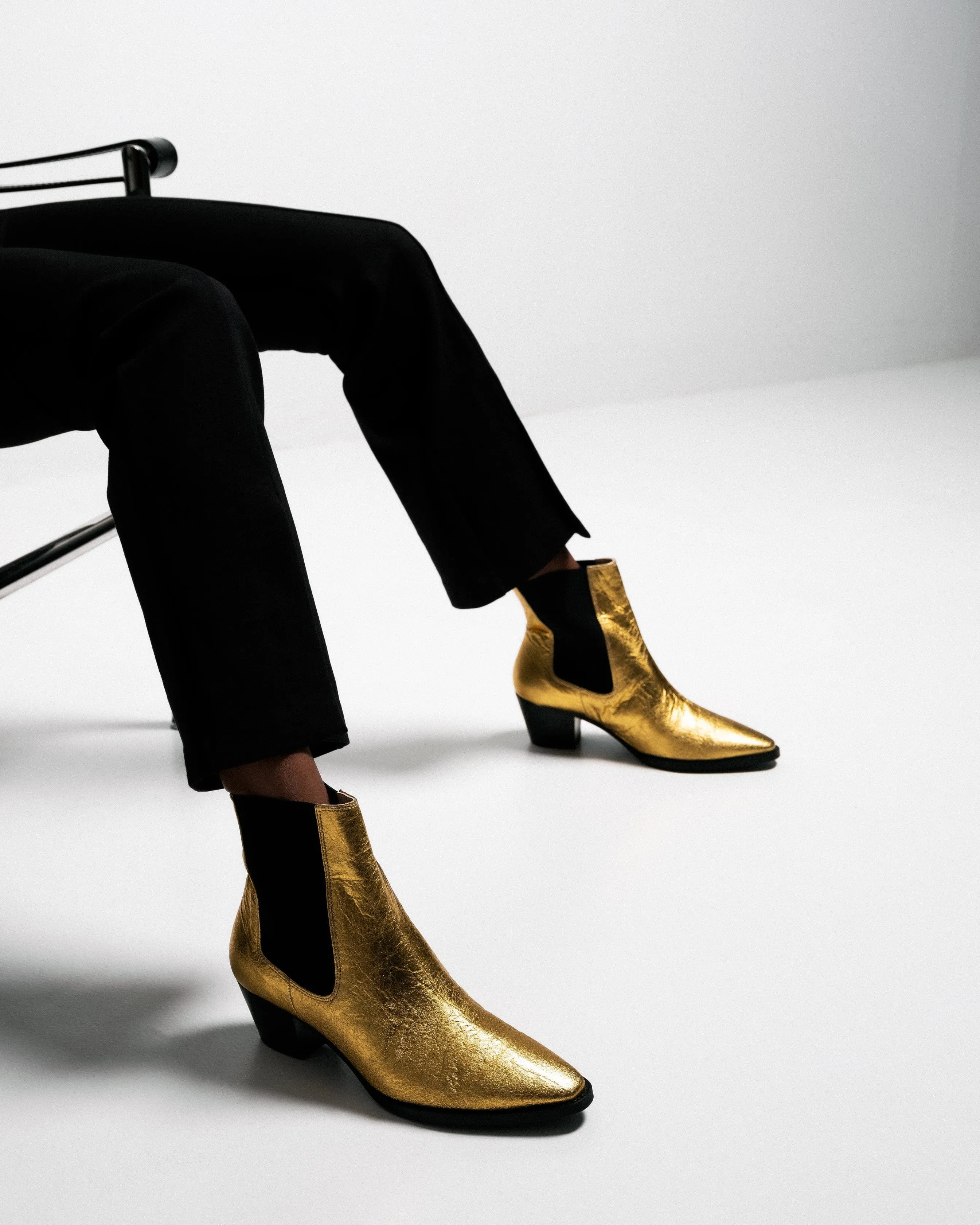 3pm Friday Rocks! Vegan Piatex Ankle Boots | Metallic Gold