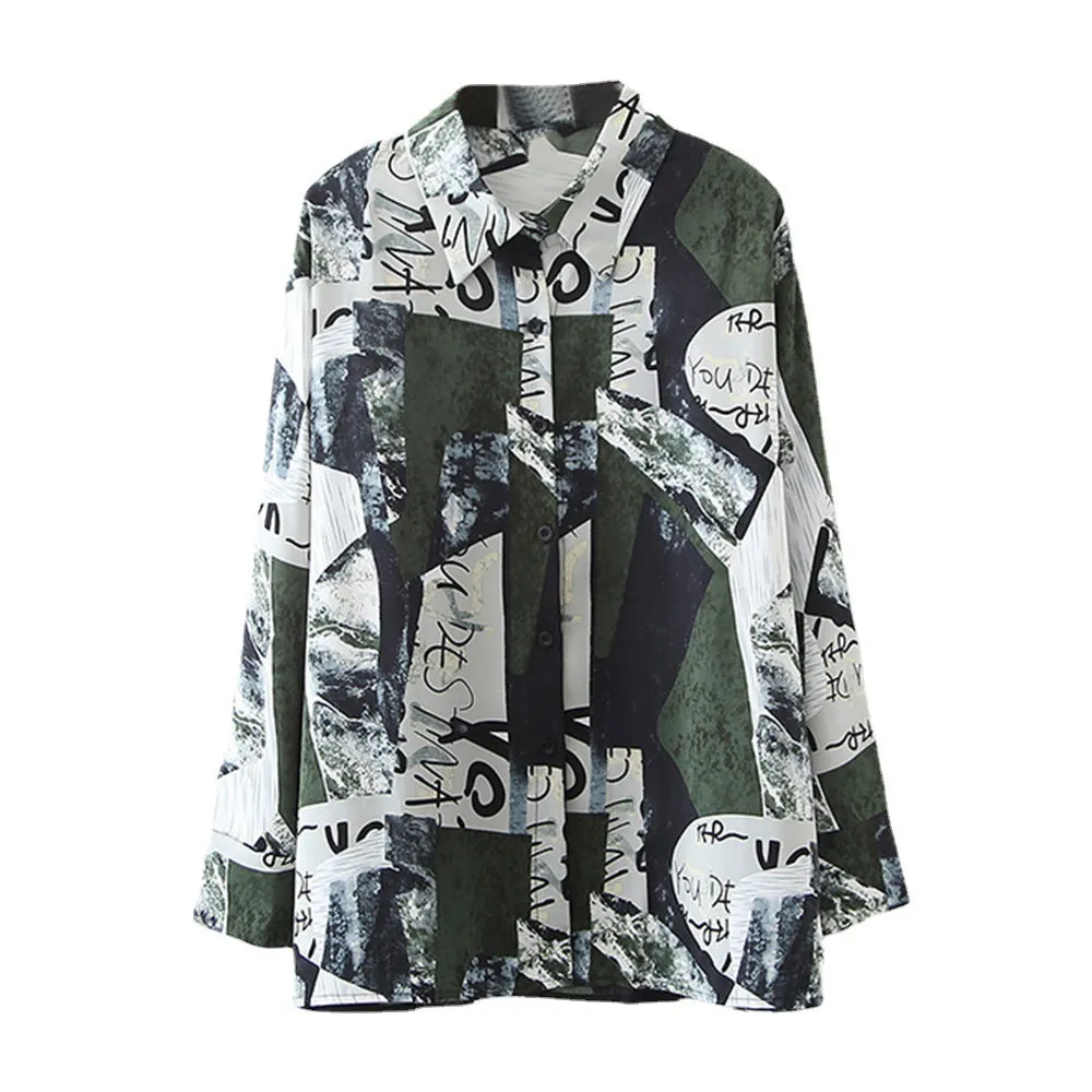 Abstract Print Shirts Wholesale Women Clothing