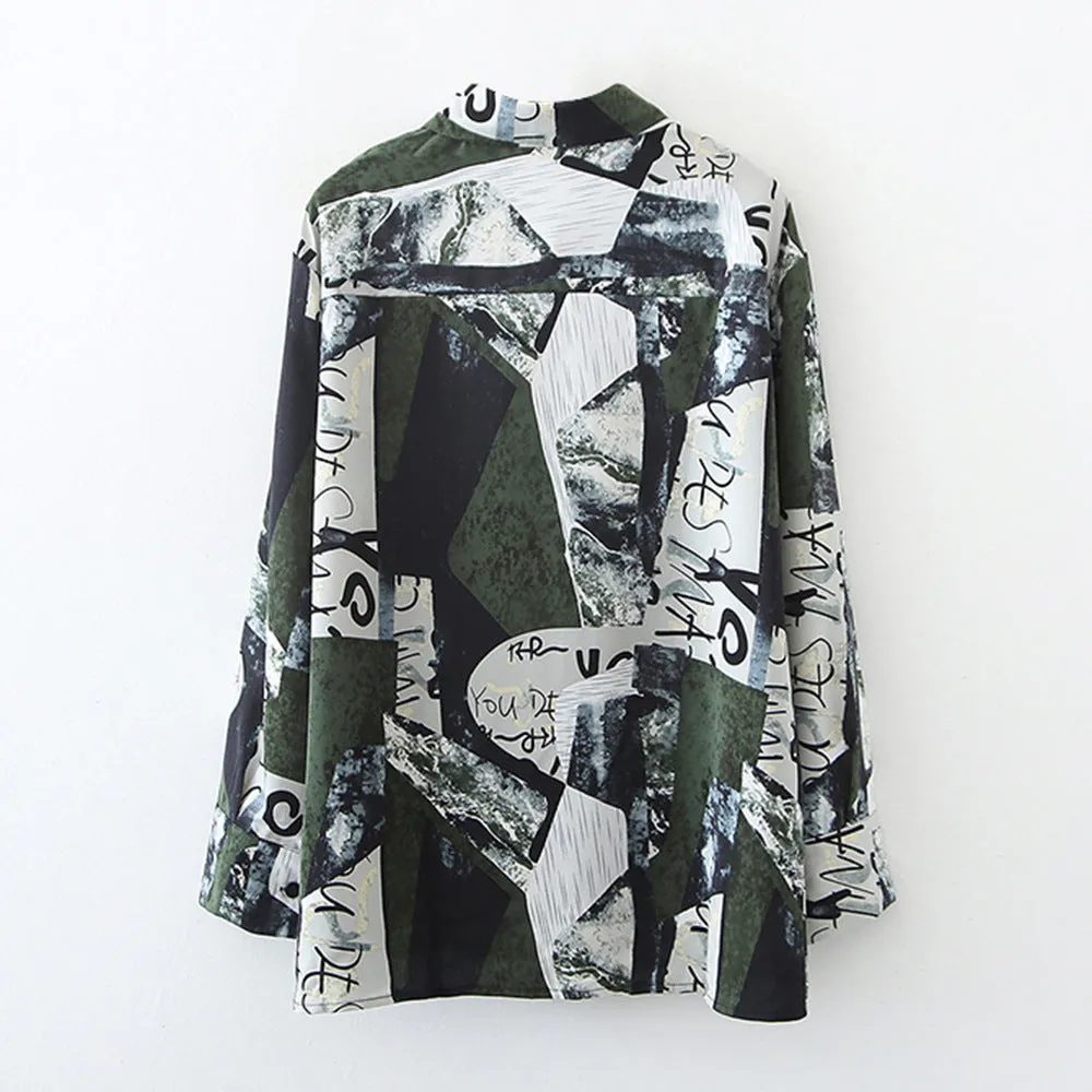 Abstract Print Shirts Wholesale Women Clothing