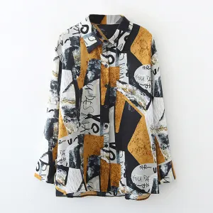 Abstract Print Shirts Wholesale Women Clothing