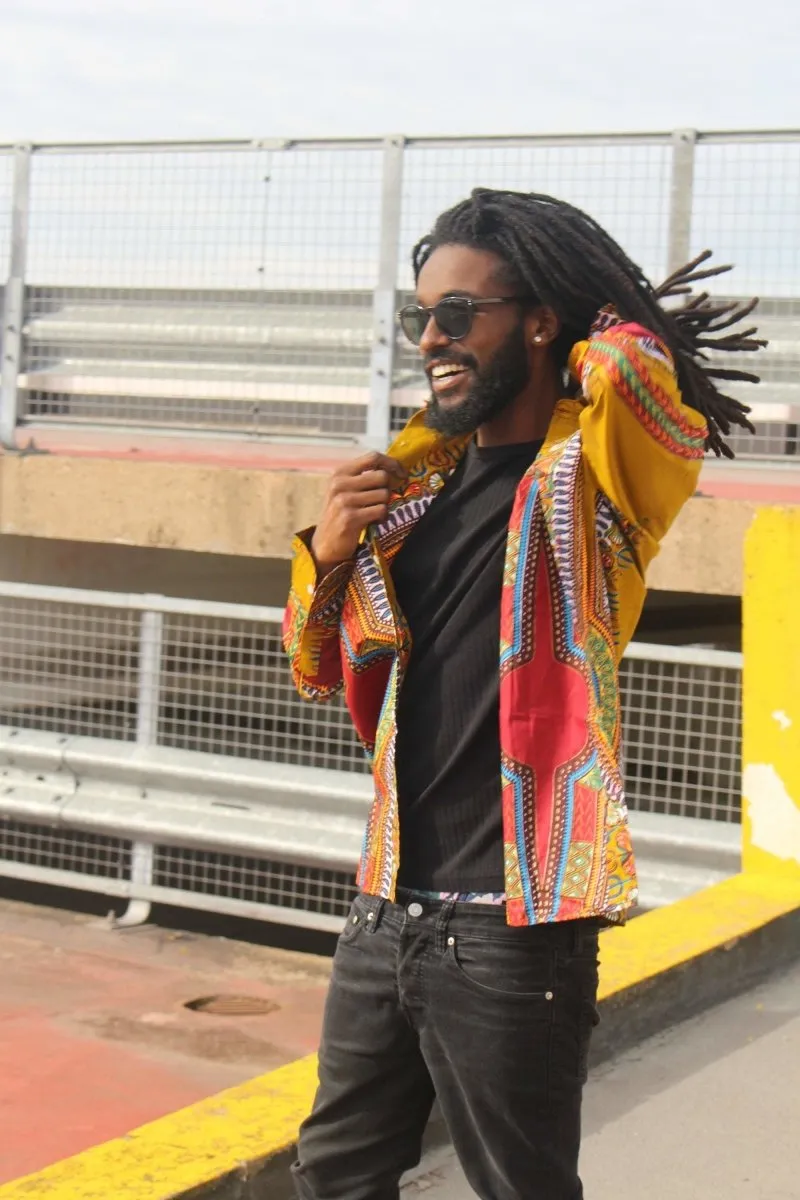 African Print Shirt in Brown Dashiki - Festival Shirt