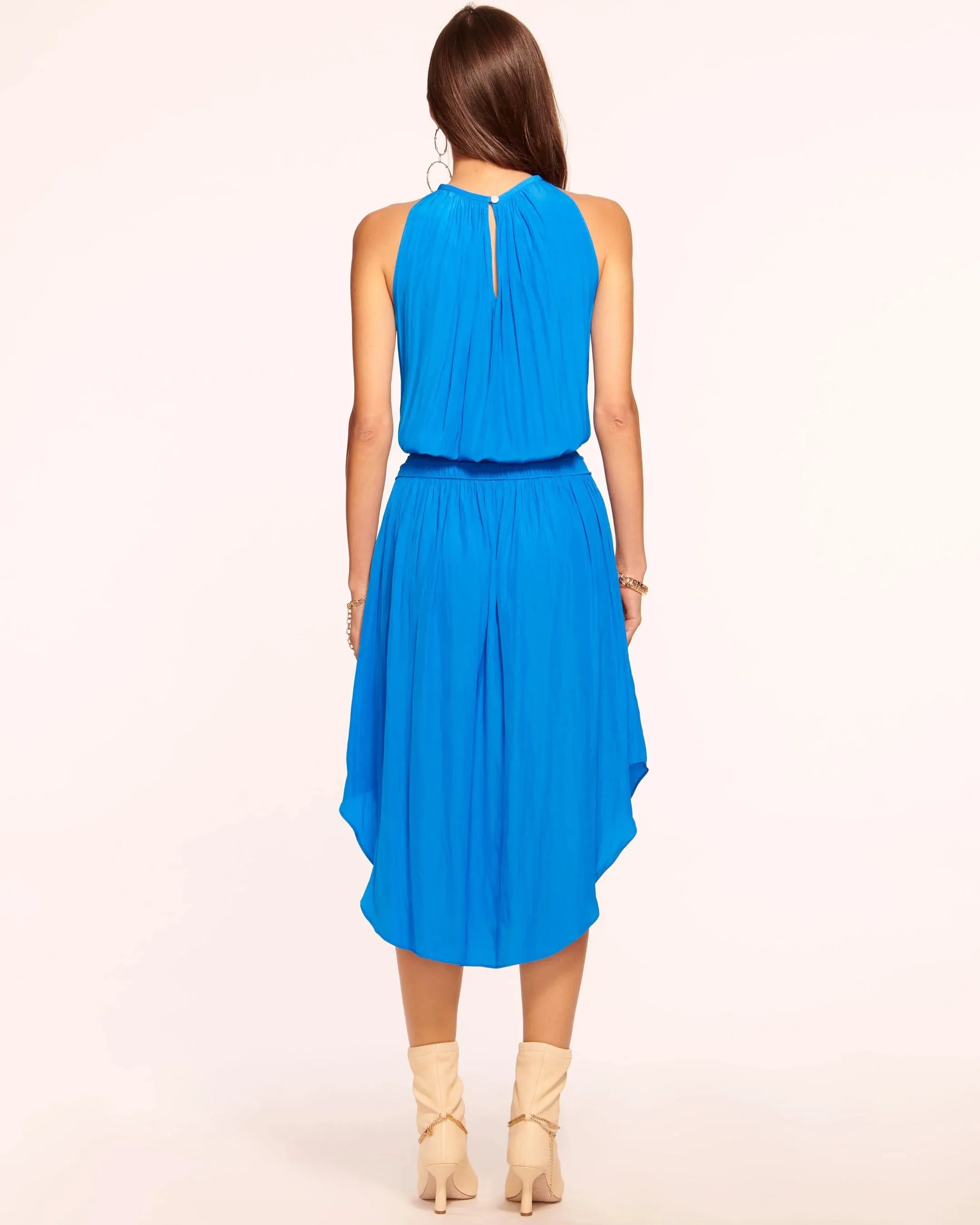 AUDREY SMOCKED MIDI DRESS (MARRAKECH BLUE) - RAMY BROOK