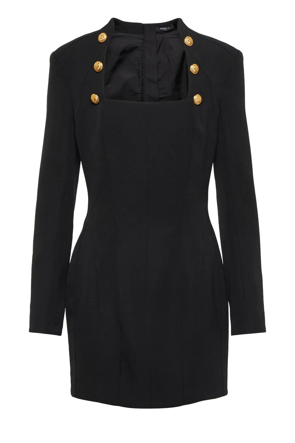 Balmain Square Neck Mini Dress - Black