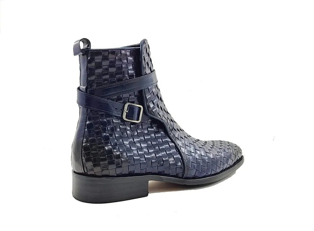 Basket Weave Calfskin Buckle Boot