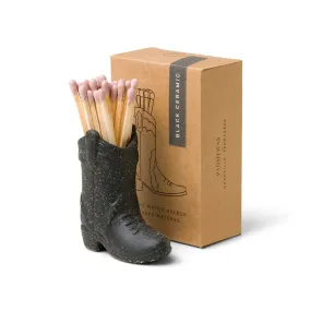 Black Cowboy Boot Match Holder