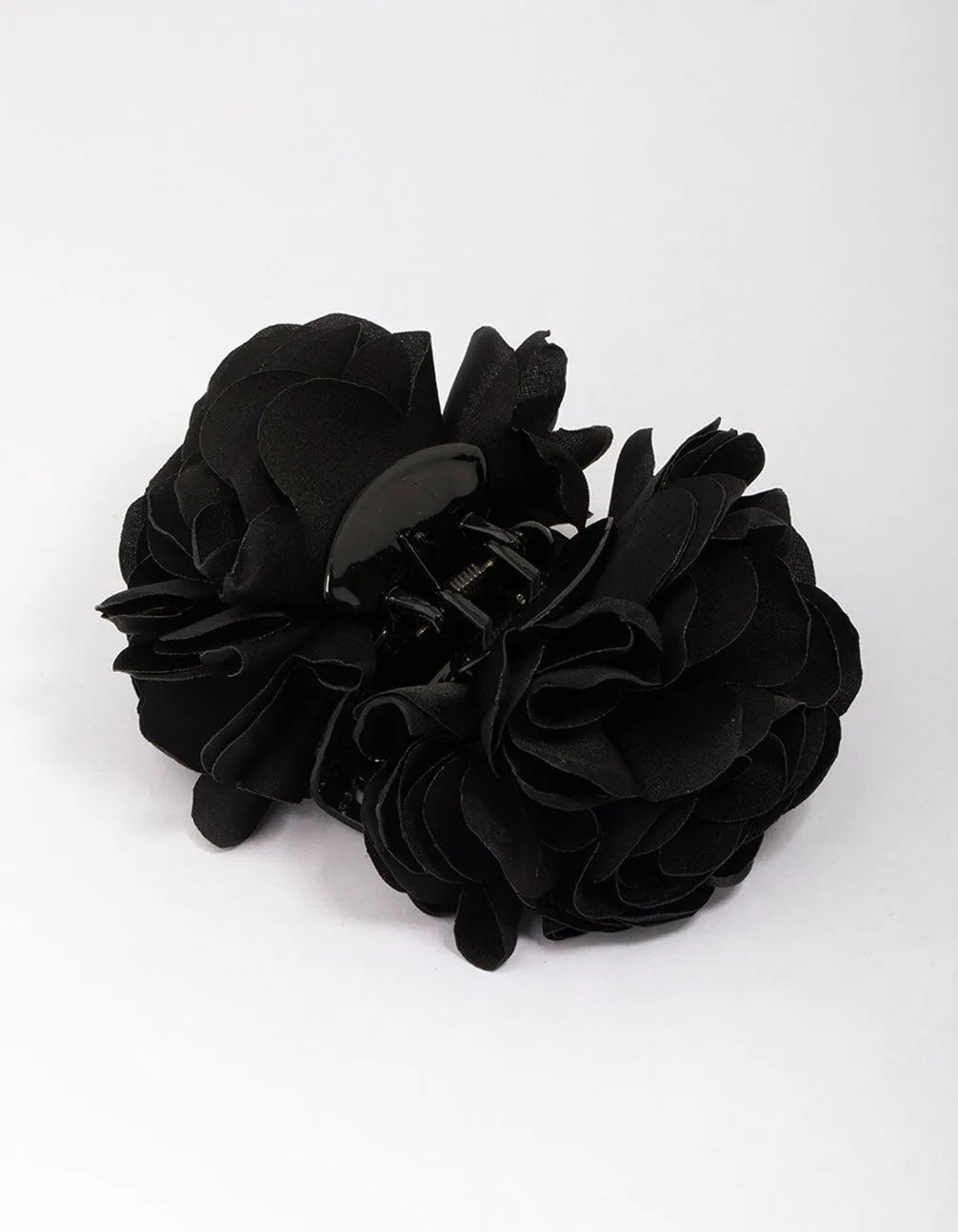 Black Fabric Flower Hair Claw Clip