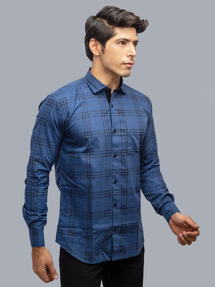 Blue Check Shirt - Checked Regular Fit Casual Shirt