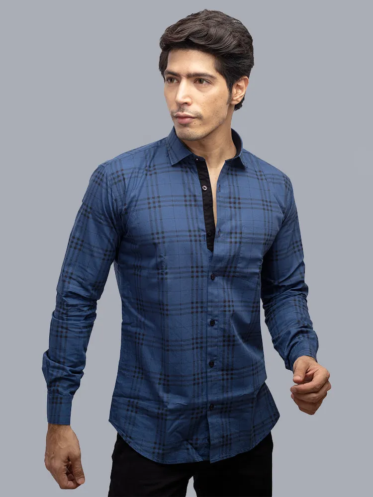 Blue Check Shirt - Checked Regular Fit Casual Shirt