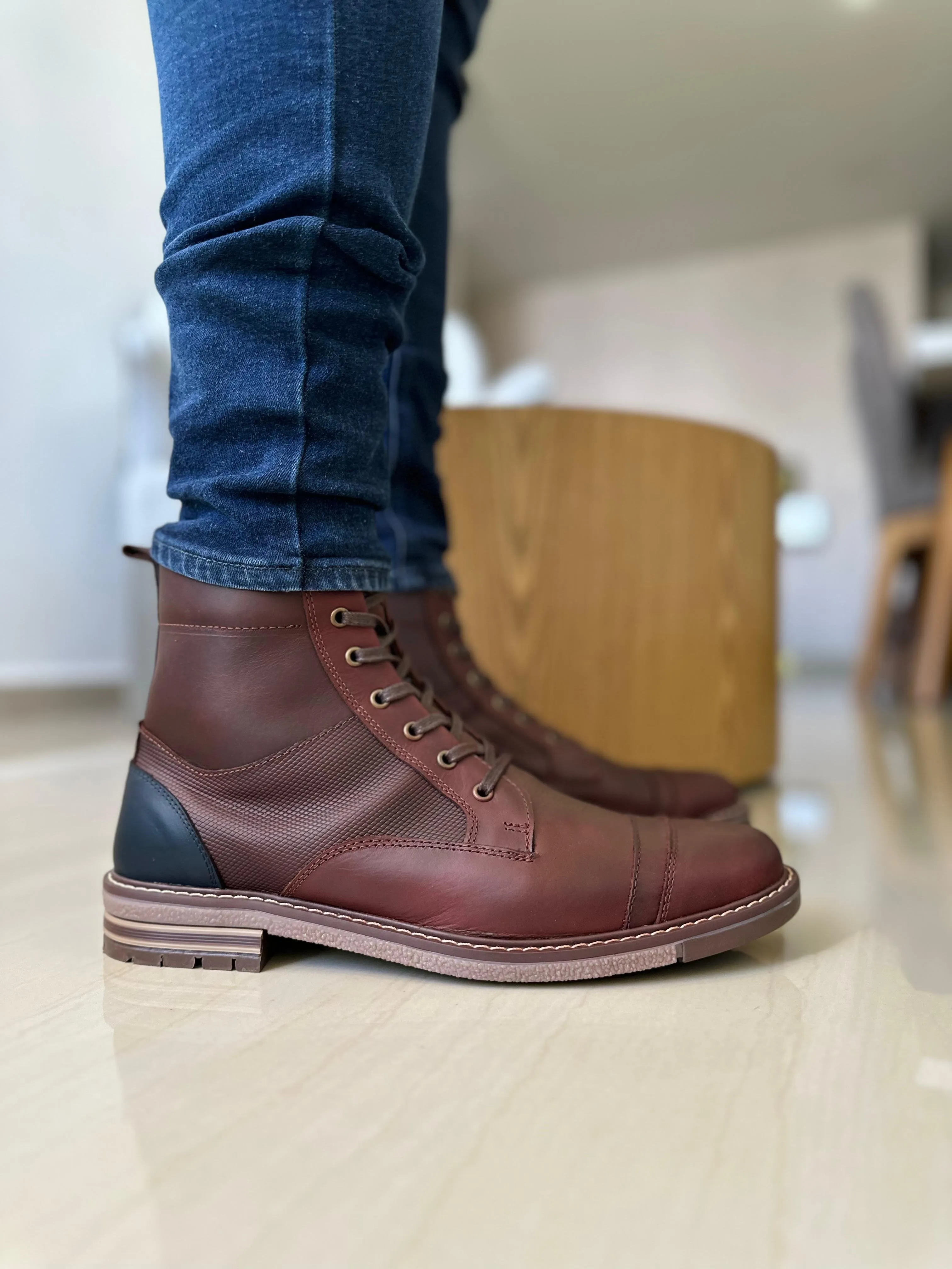 BOTAS ROONEY EN CUERO CAFE PARA HOMBRE / VRO -