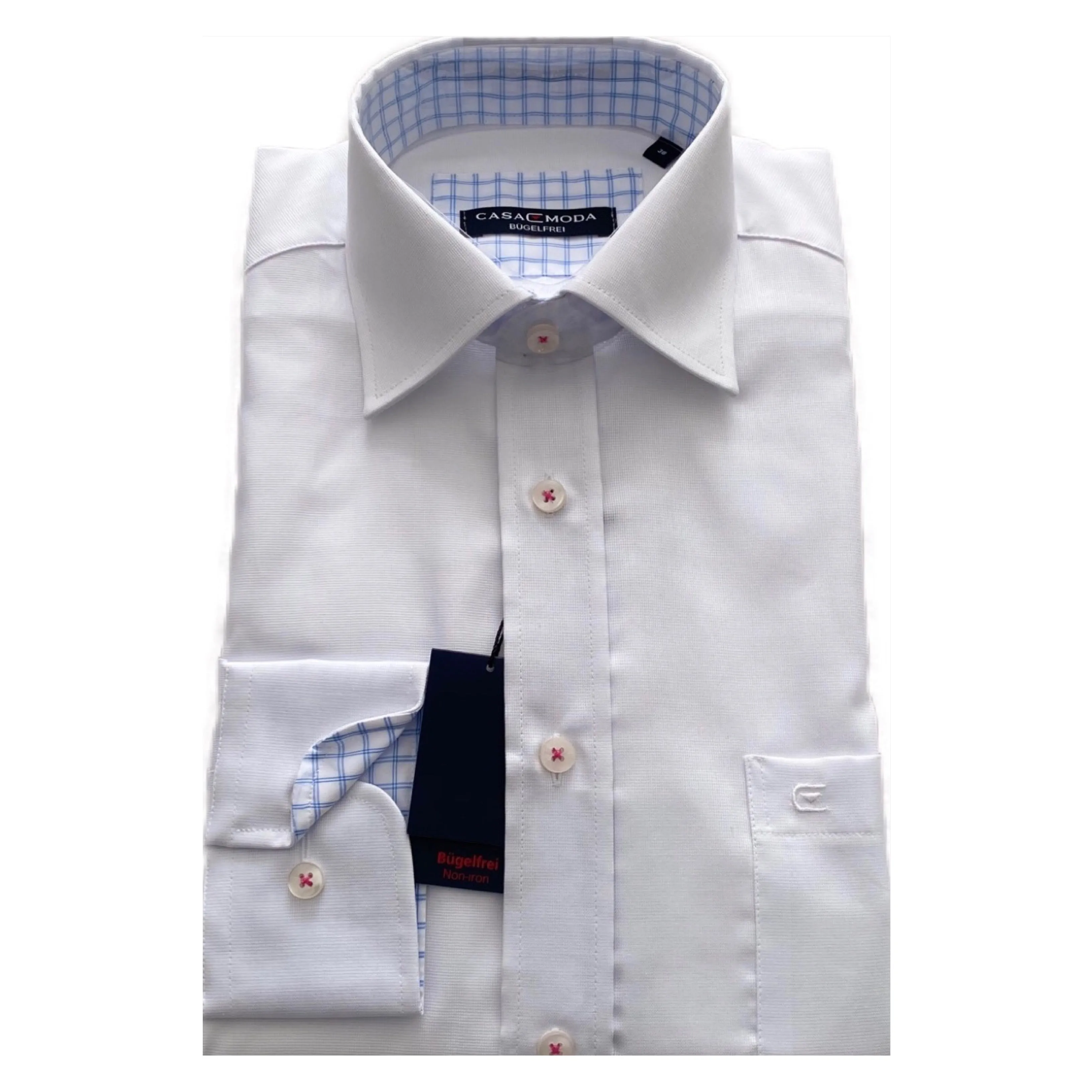 CASA MODA Plain White Non-Iron Shirt