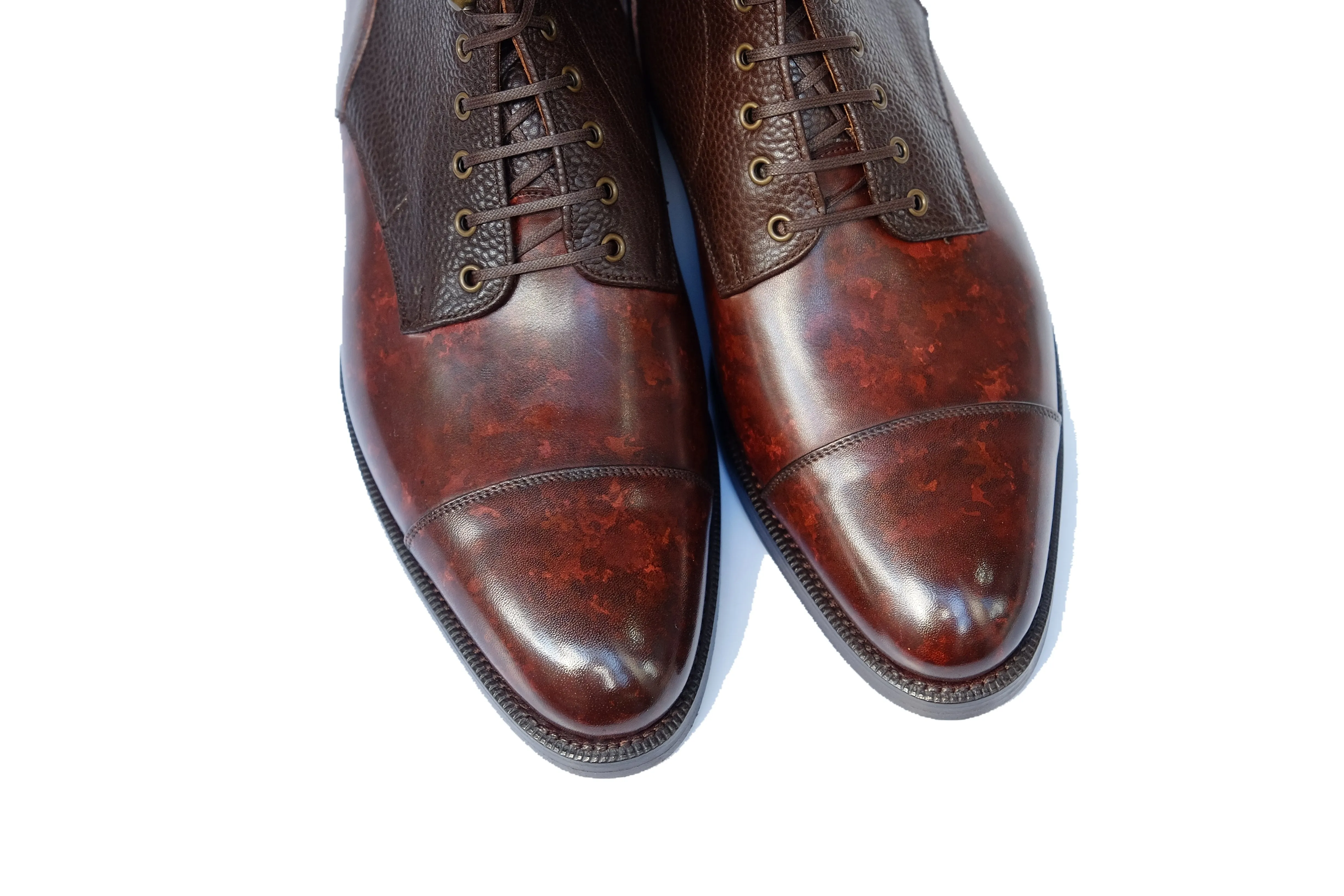 Delridge - MTO - Walnut Marble Patina / Dark Brown Scotch Grain - TMG Last - Double Leather Sole