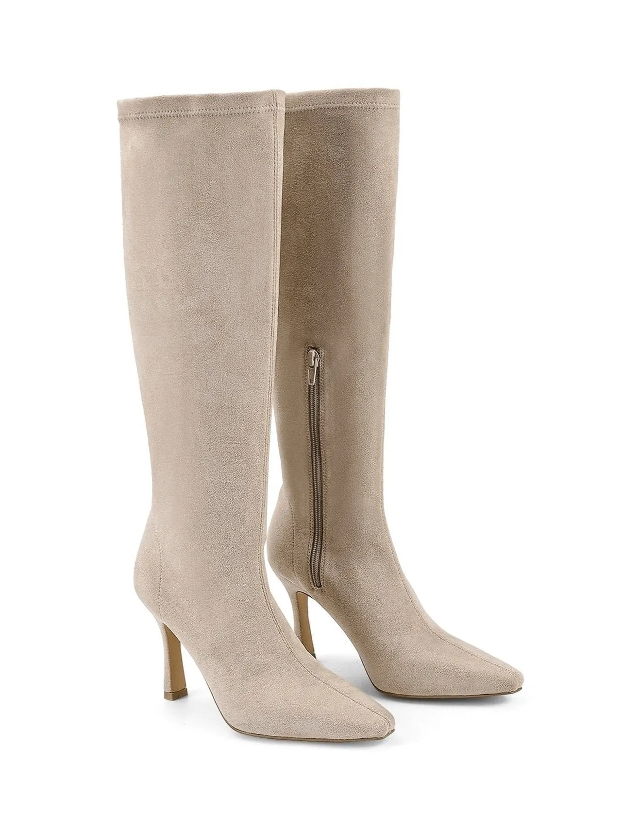 Divine Knee High Stretch Boots - Stone Micro