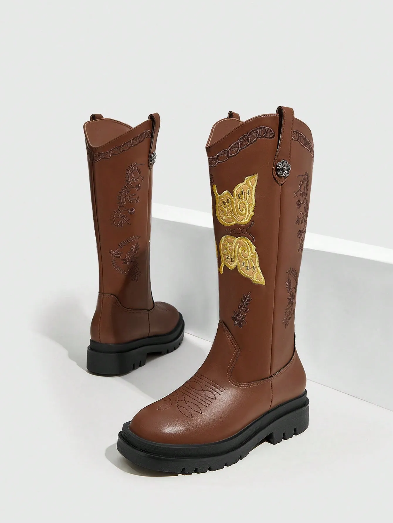 Embroidery Detail Non-slip Fashionable Women's Boots