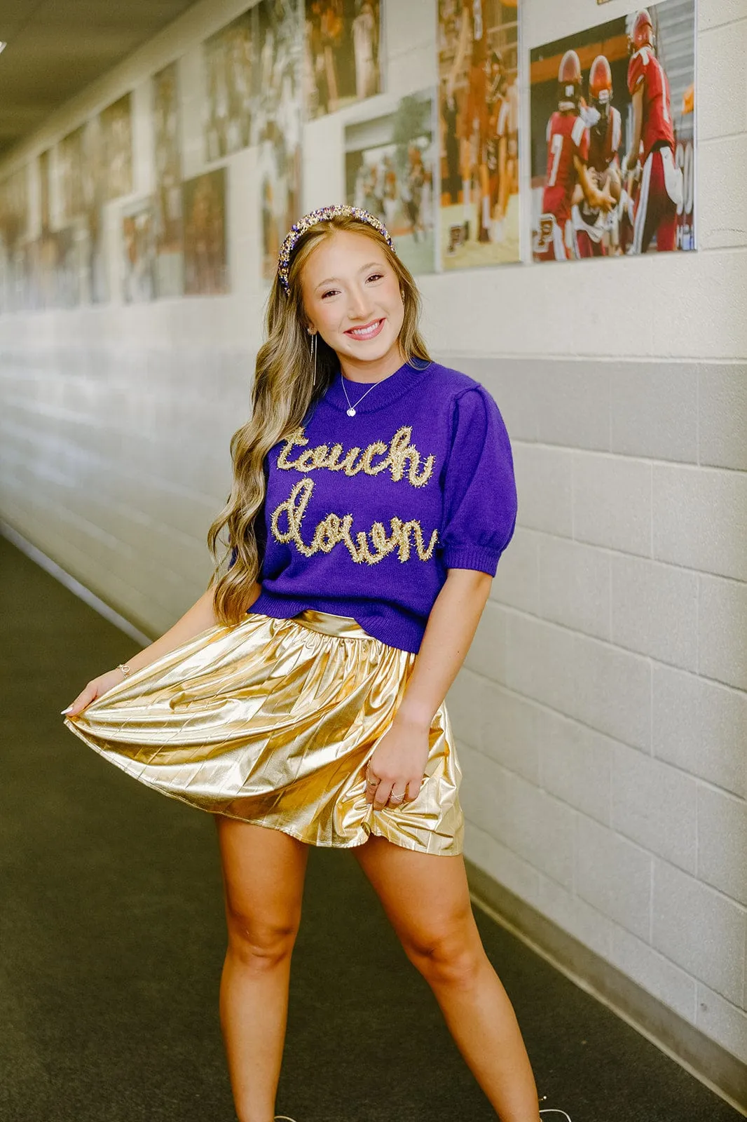 Gold Metallic Tennis Skirt