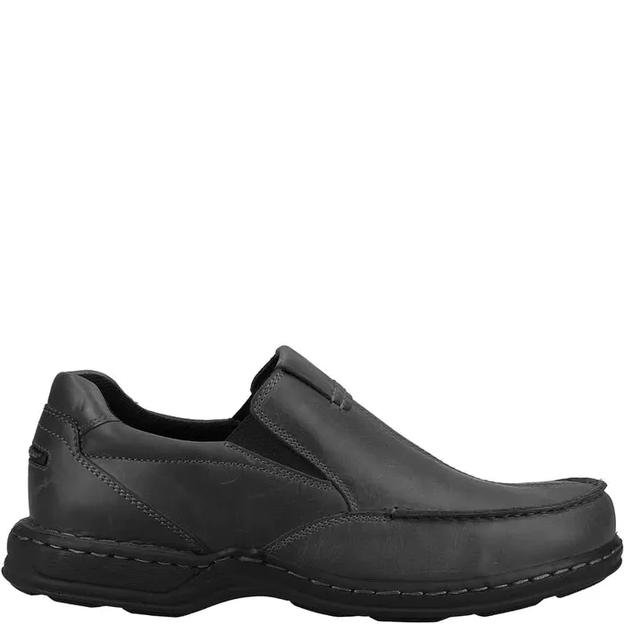 Hush Puppies Black Slip On Shoes Leather Comfort Wide Ronnie sale