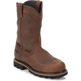 Justin Men's Pulley 10 Comp Toe WP Western Work Boot -Brown- WK4630