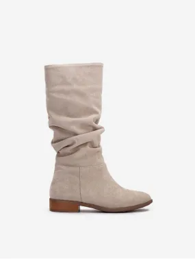 Maribel Vegan Suede Slouchy Boots | Beige