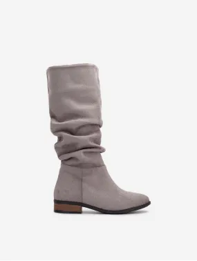 Maribel Vegan Suede Slouchy Boots | Grey