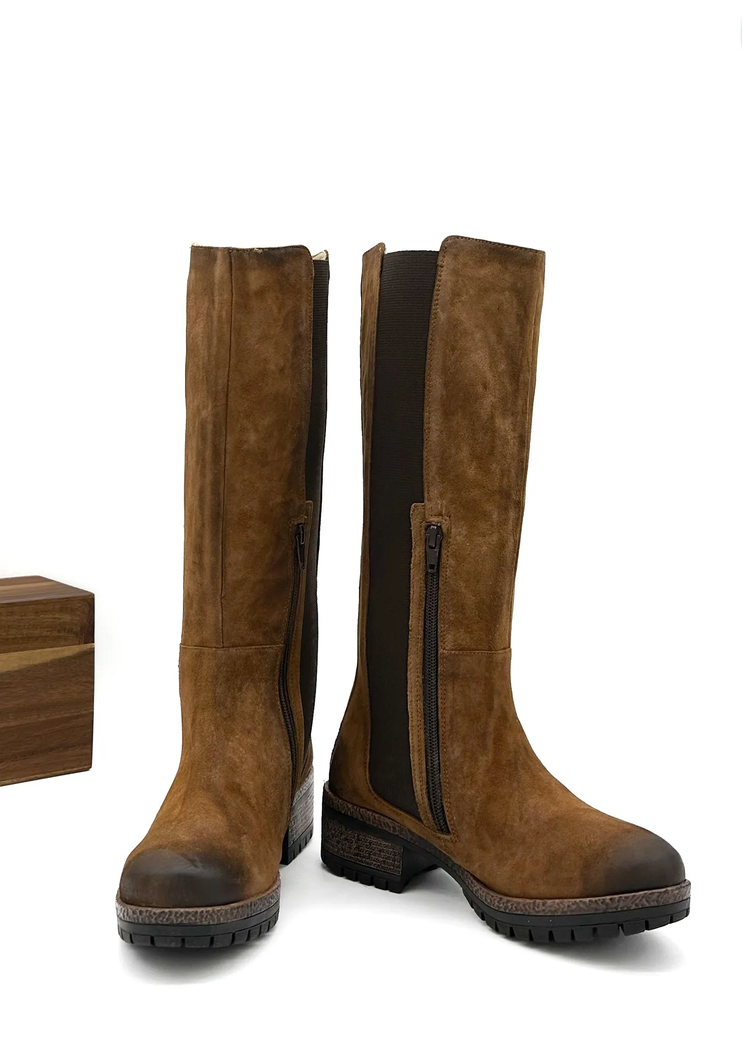 Mitchell Tall Leather Boot in Brown