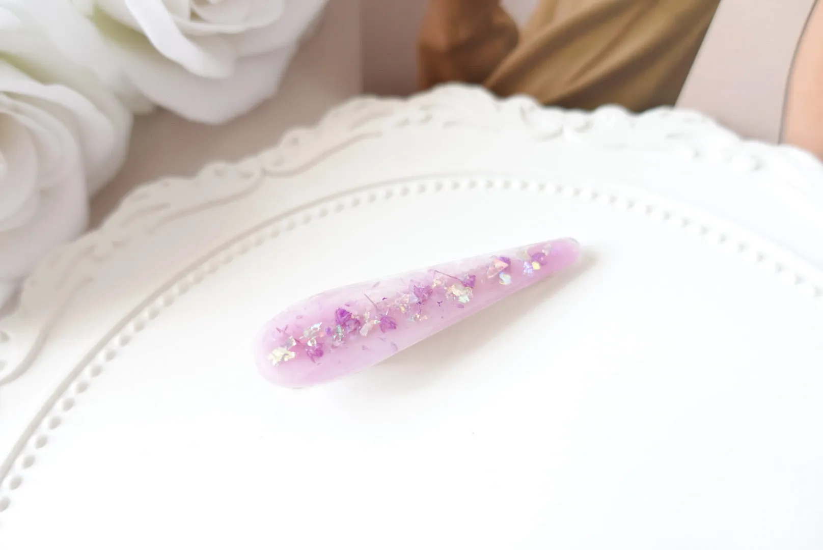 Purple Dried Flower Hair Clip