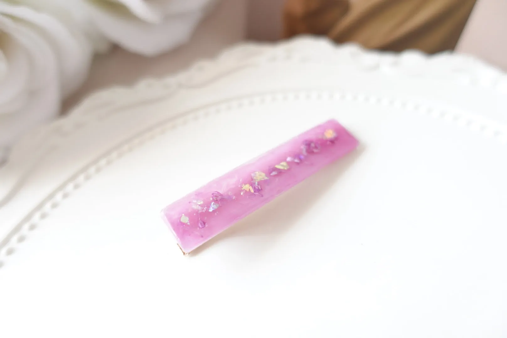 Purple Dried Flower Hair Clip