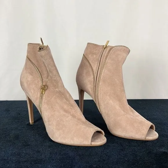 Salvatore FerragamoTan Peep Toe Stiletto Booties