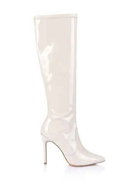 Savannah Tall Boots - Bone Patent Stretch