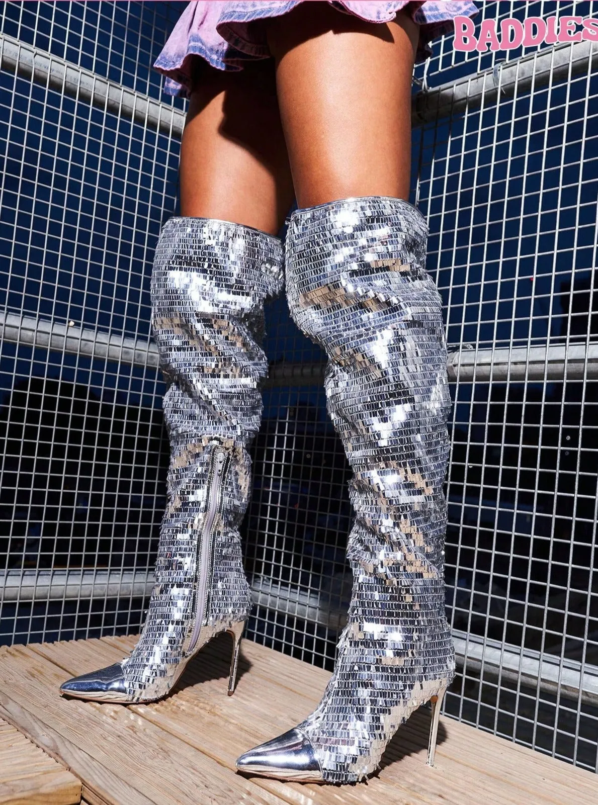 Sequin Decor Point Toe Stiletto Heeled Boots