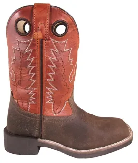 'Smoky Mountain' Children's 8.5" Bronco Western Square Toe - Brown Distress / Burnt Orange