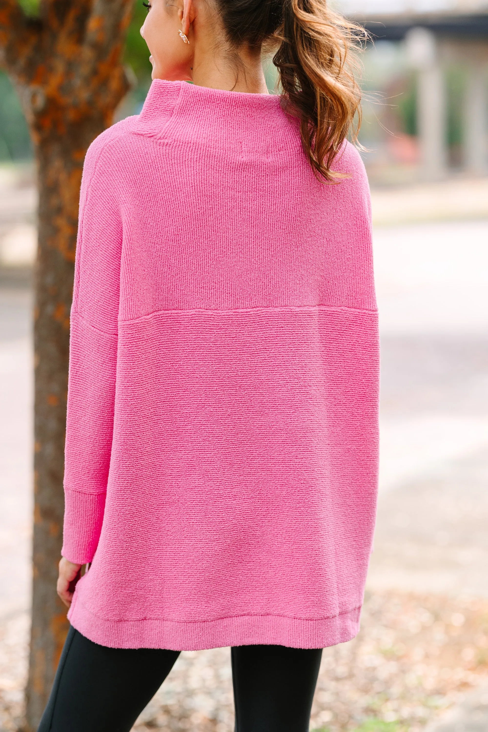 The Slouchy Candy Pink Mock Neck Tunic