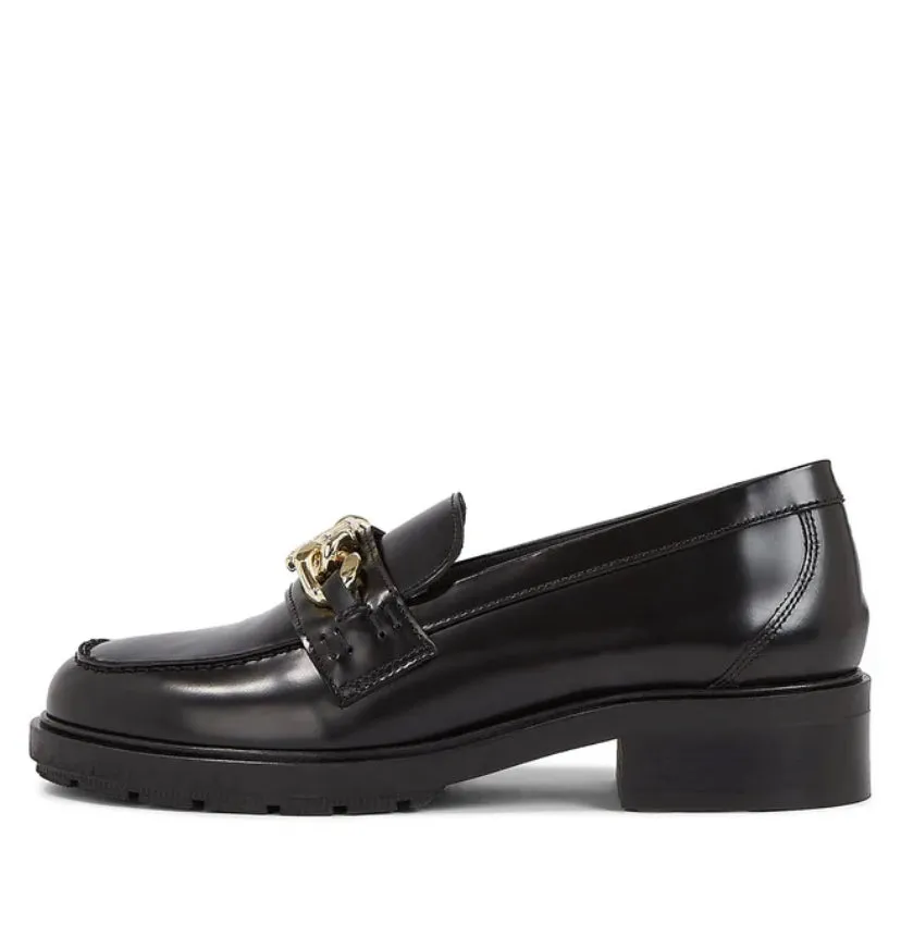 TOMMY HILFIGER Leather Chain Loafer Black