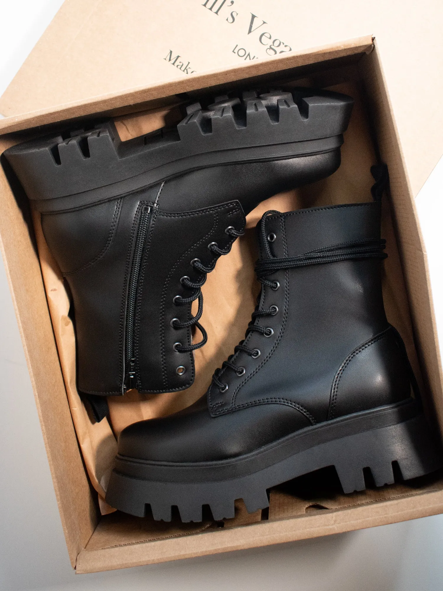 Track Sole 8-Eye Lace Up Boots