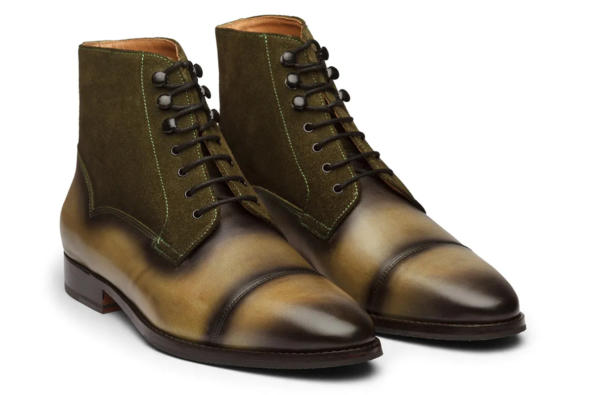 Twin Texture Toecap  Patina boots