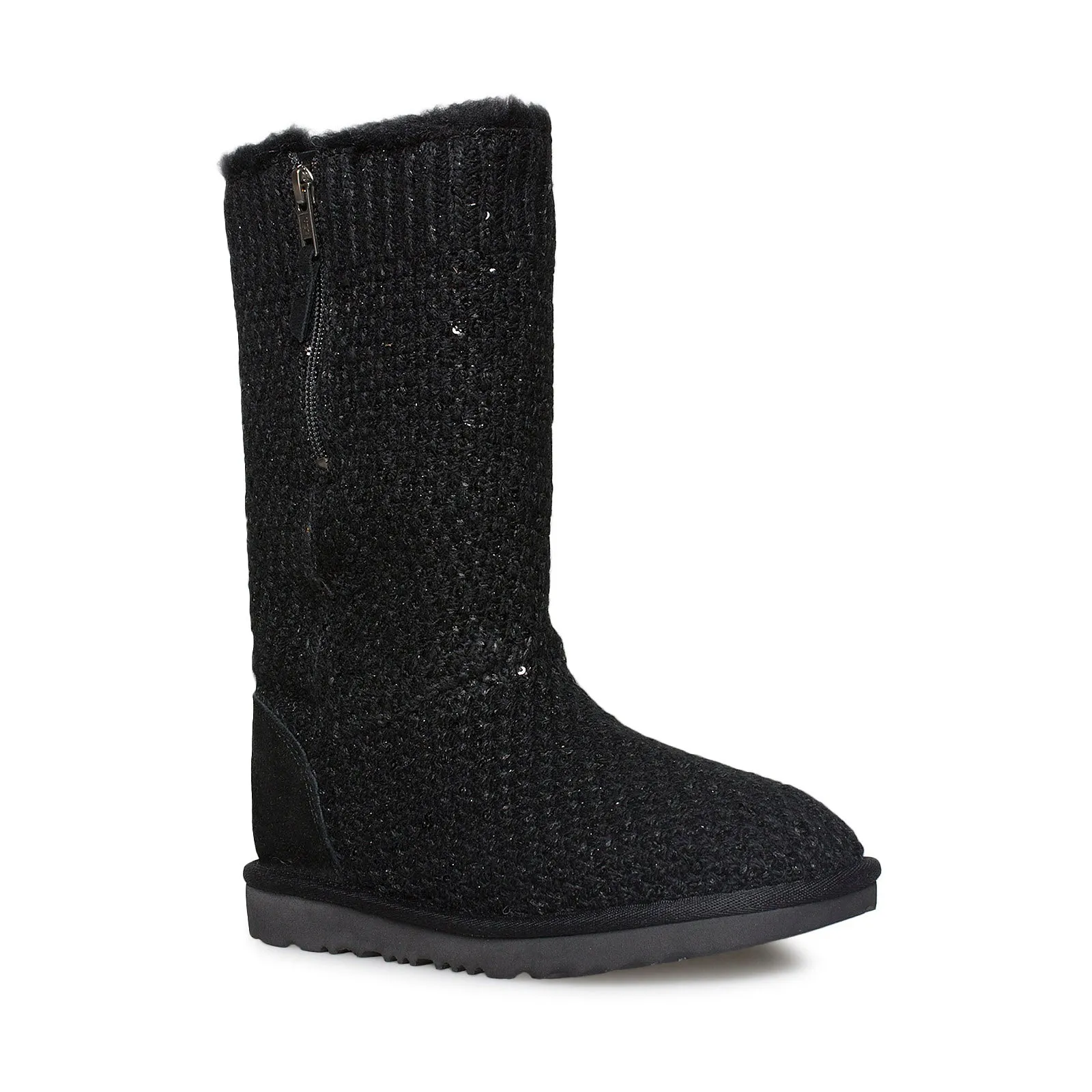 UGG Sequin Knit Black Boots - Youth