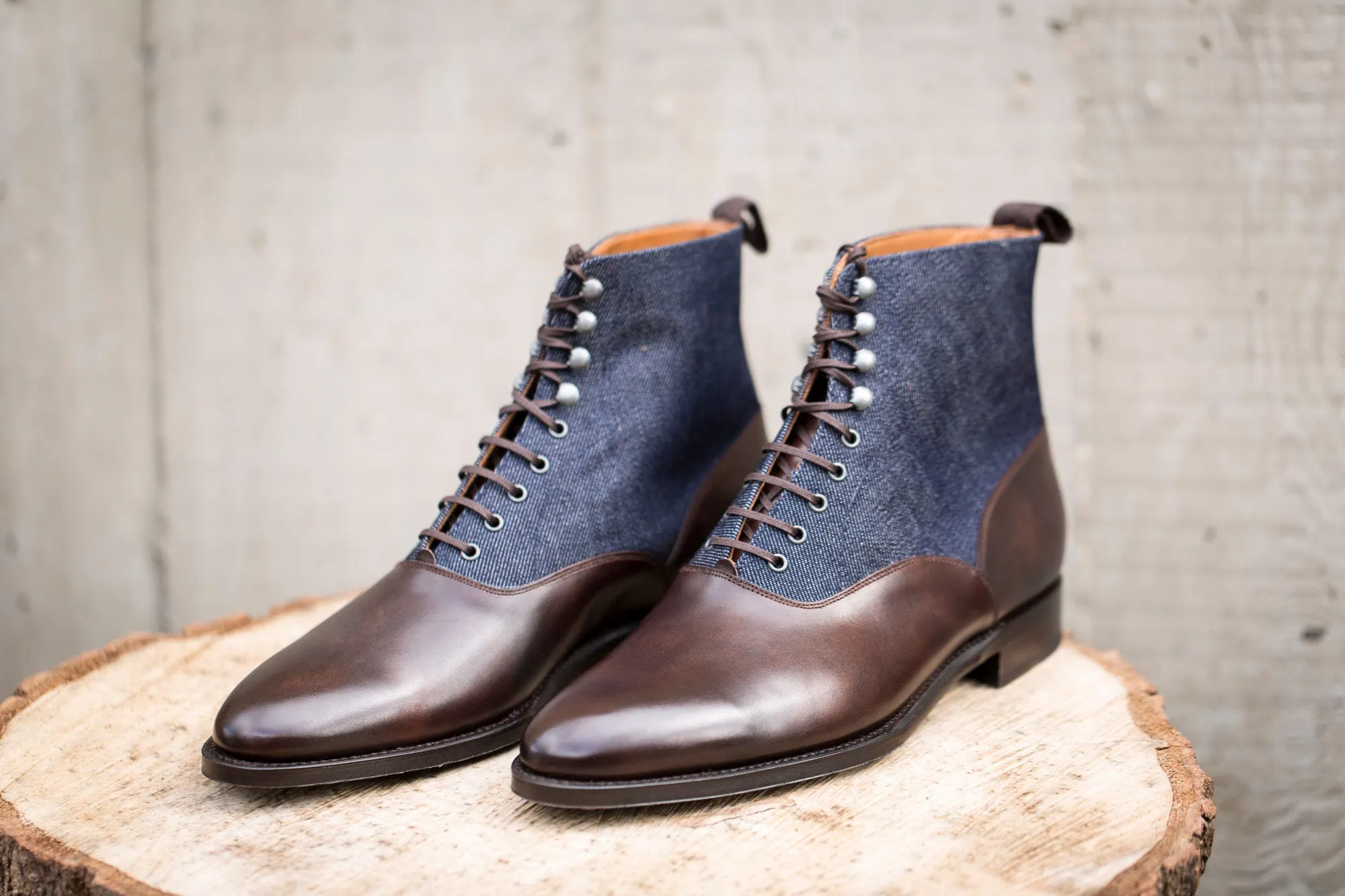 Wedgwood - MTO - Dark Brown Museum Calf / Denim - TMG Last - Single Leather Sole