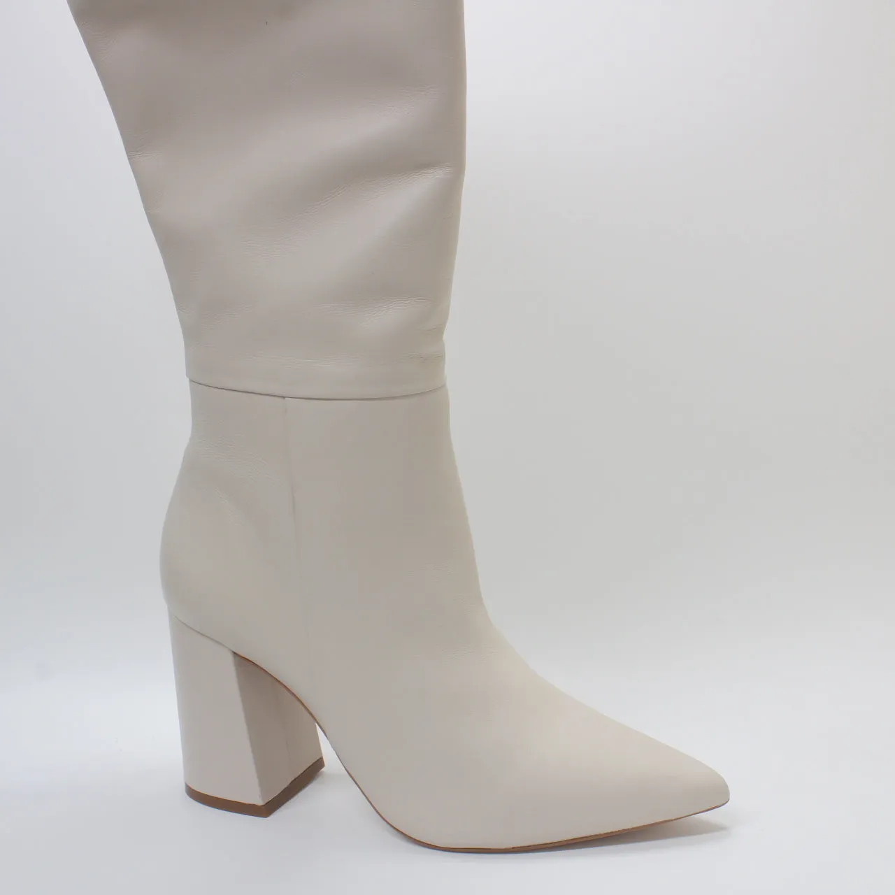 Womens Office Kash  Point Toe Block Boots Cream Leather