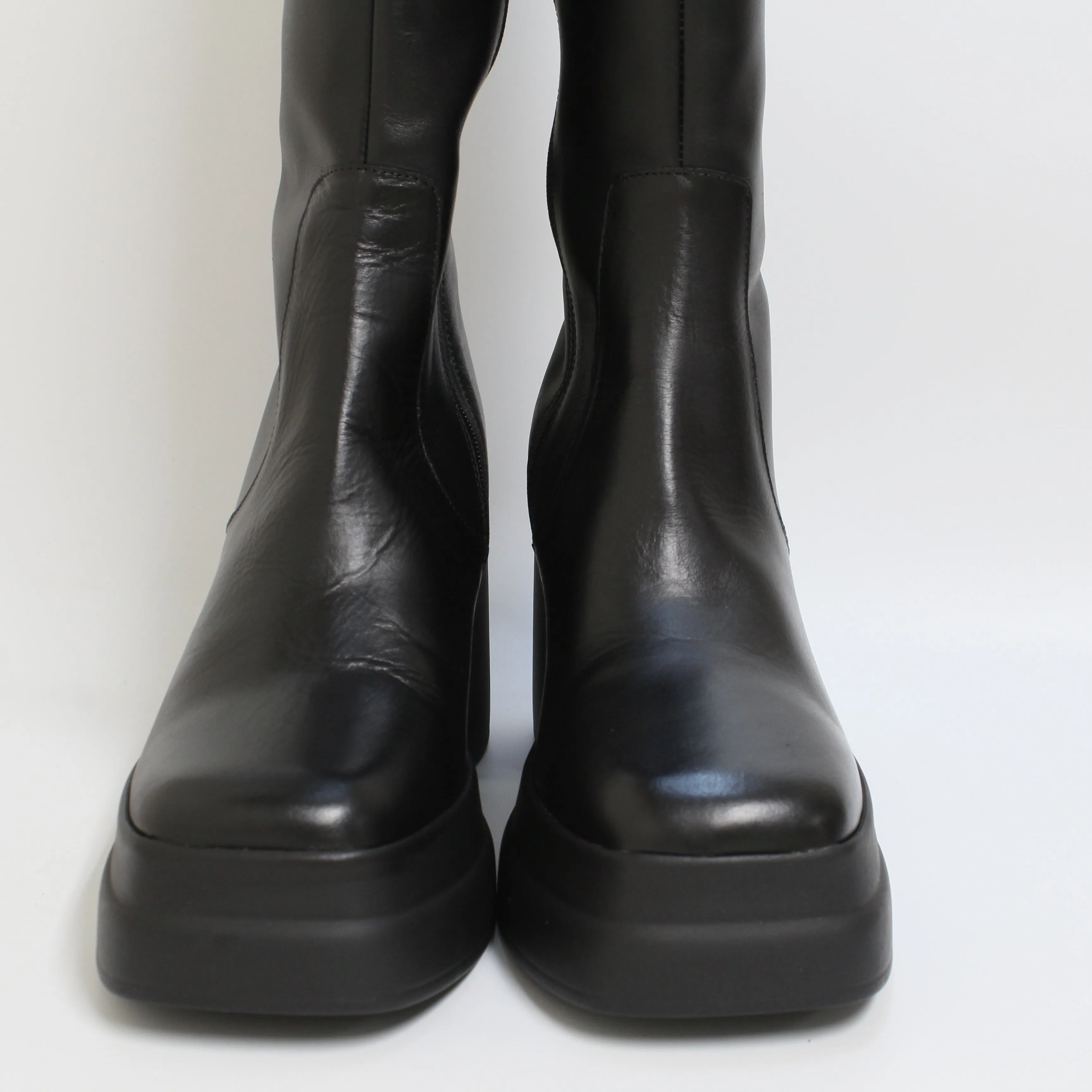 Womens Office Krane Platform Skin Boots Black Leather